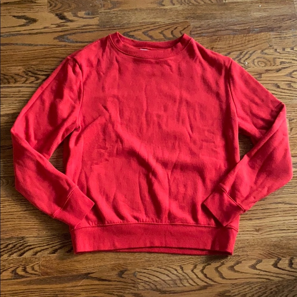 Oversized Basic Red Cotton Pullover